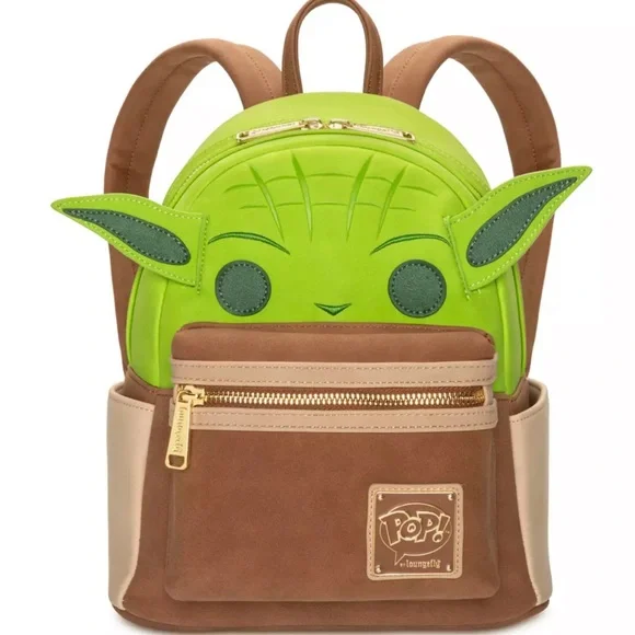 Loungefly Star Wars Green and Brown Yoda Backpack New Disney Parks Star Wars Loungefly Yoda Mini Backpack Bag  main image 4